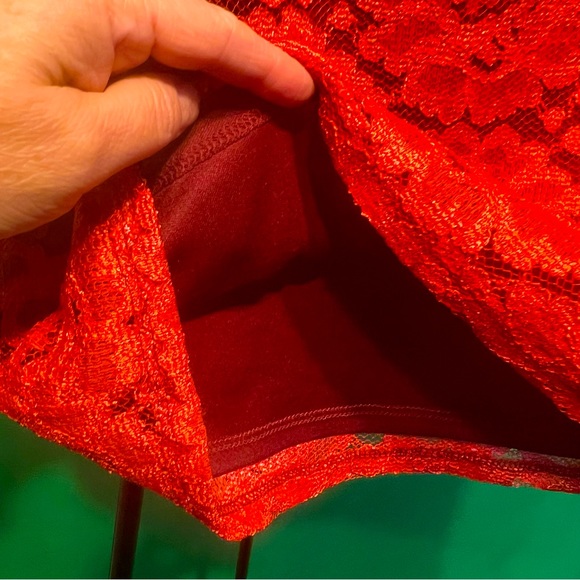 SizeM Venus 2coloured Skirt Elastic Waist Lining Skirt Pencil Style Red/Majenta - Picture 5 of 7